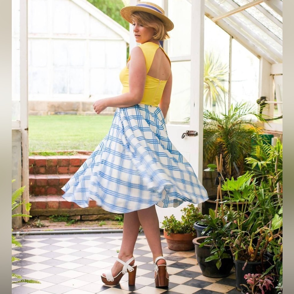 Modcloth Yellow and Blue Plaid Dress - Picture 5 of 11